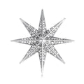 Luxury Rhinestone Eight-Point Starburst Brooch, Silver Tone Alloy Lapel Pin Corsage Suit Accessory Gift