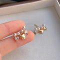 Light Luxury Curved Pearl Heart Stud Earrings Micro Pave Zircon Copper Silver Plated Posts