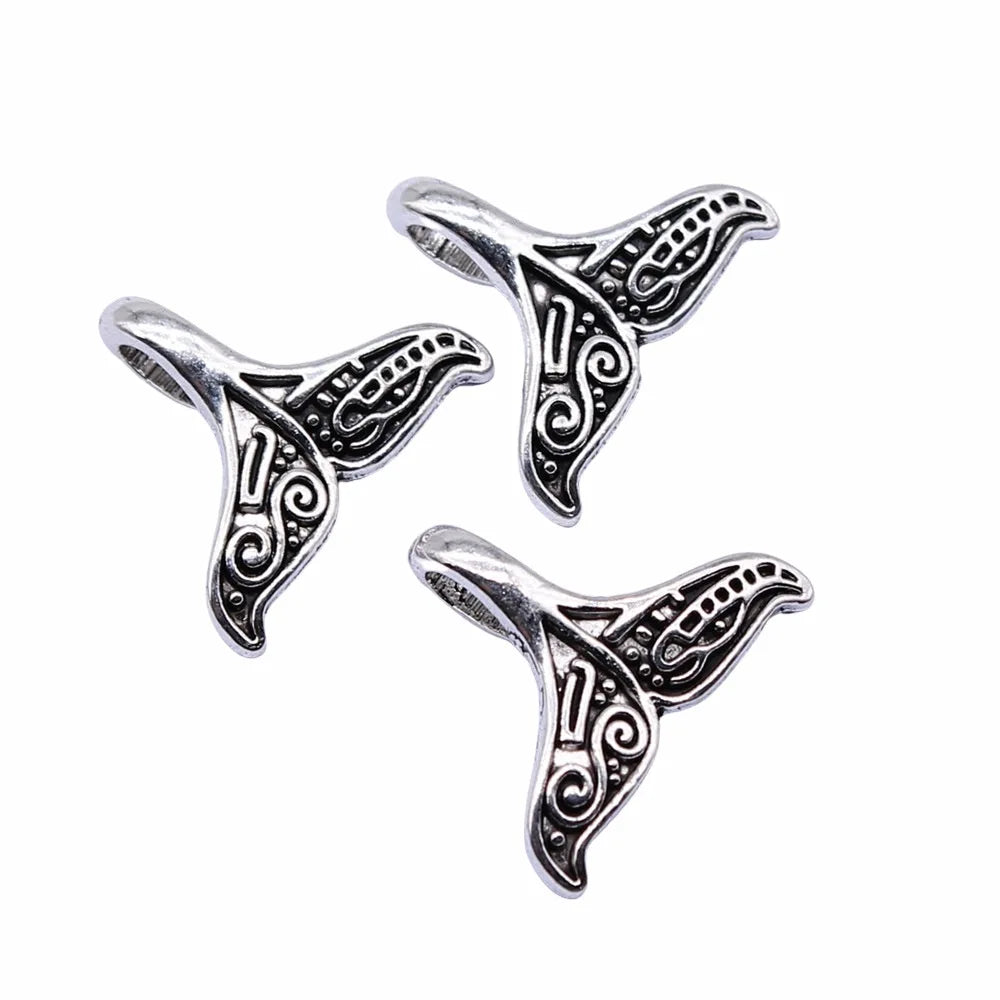 20x17mm 1.3g Antique Silver Zinc Alloy Whale Tail Charm Pendant for DIY Ocean Theme Jewelry Making