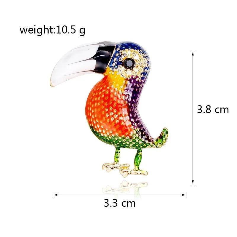 Luxury Rhinestone Enamel Toucan Bird Brooch With Big Beak, Colorful Animal Lapel Pin Corsage Gift