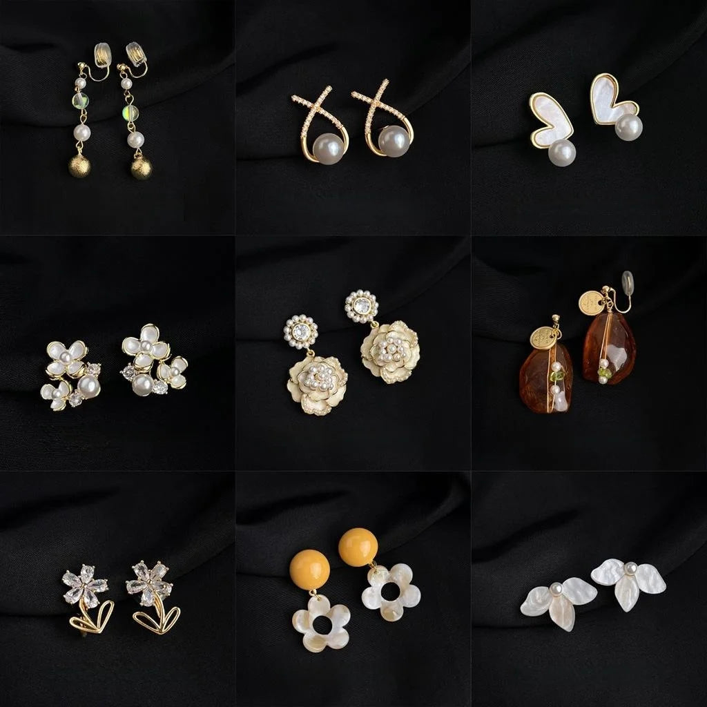18K Gold Plated Copper No Piercing Clip On Drop Earrings, Premium Geometric Coil Commuter Jewelry