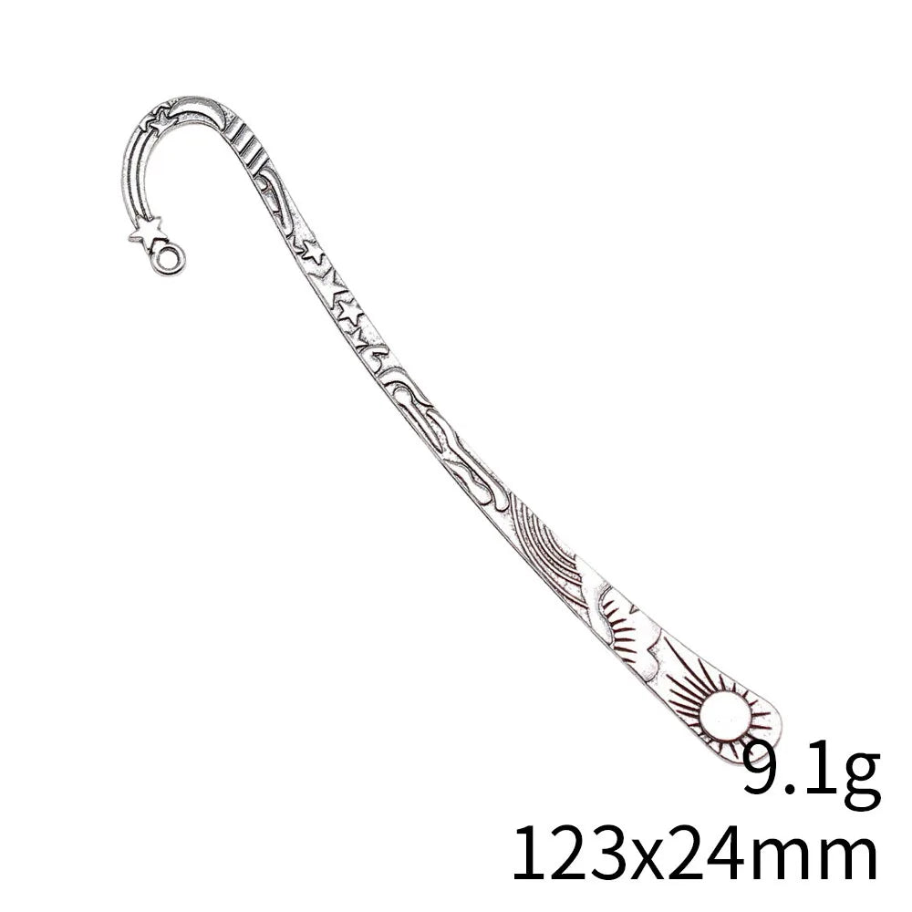 123x24mm 9.1g Multicolor Zinc Alloy Sun Moon Star Bookmark Charm for DIY Jewelry and Gift Accessories