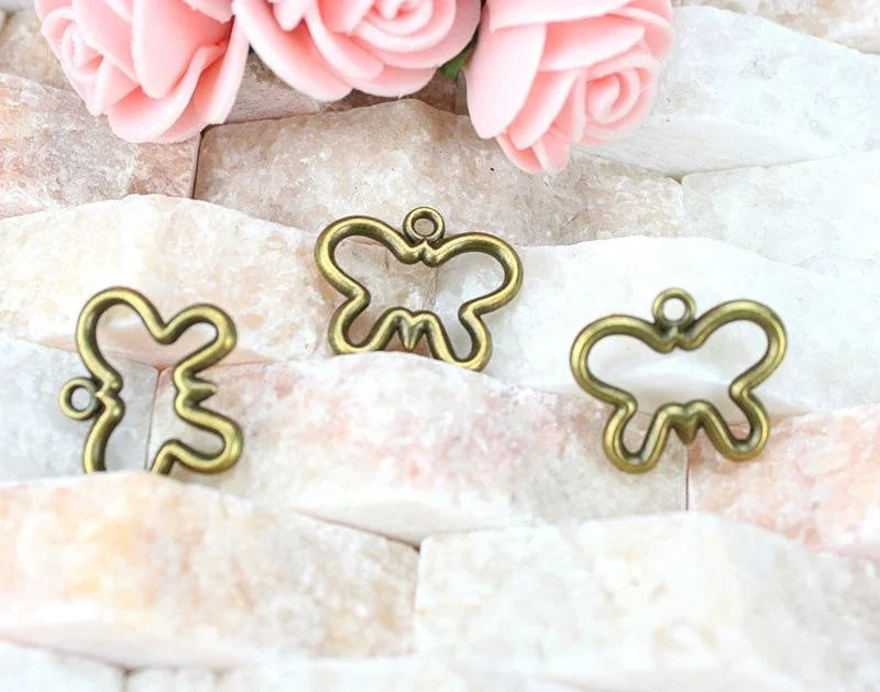 20x17MM Antique Silver Zinc Alloy Butterfly Charm Pendant for DIY Necklace Bracelet Jewelry Making