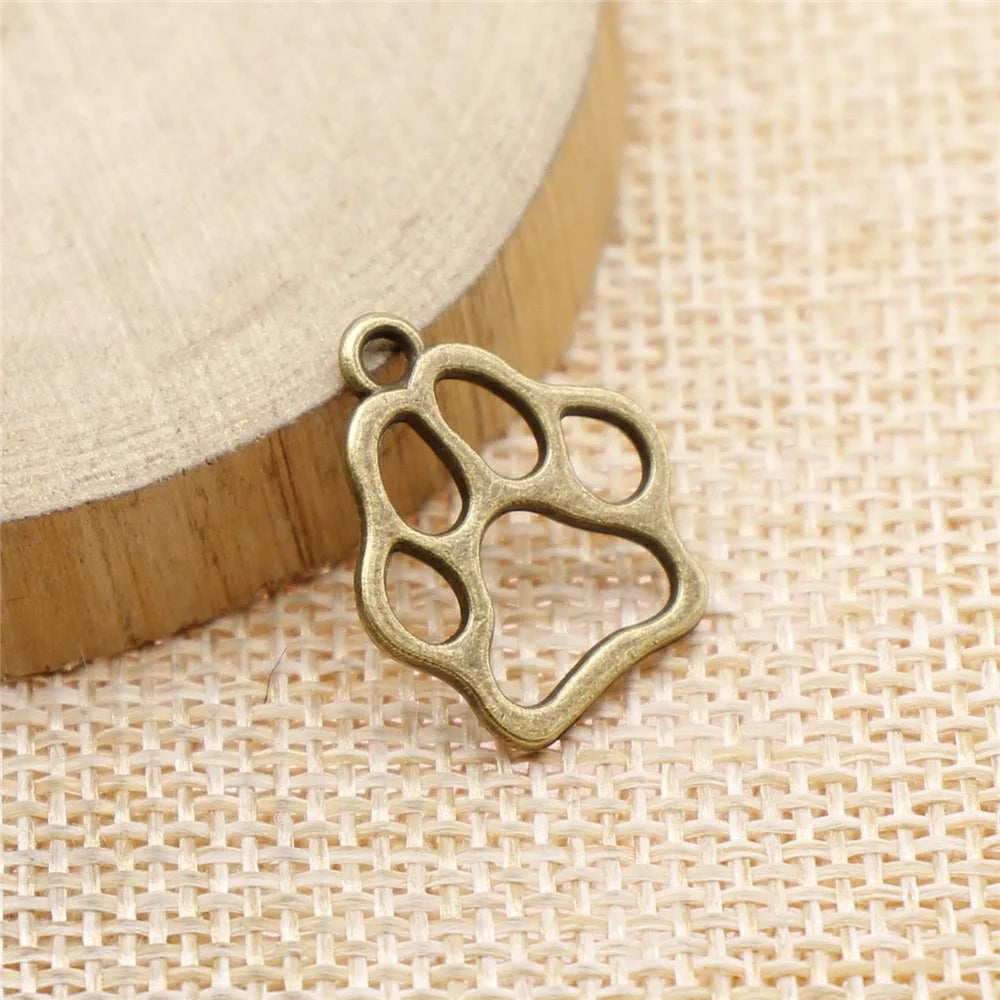 19x17mm 1g Multicolor Zinc Alloy Dog Paw Charm Pendant for DIY Pet Theme Jewelry Making