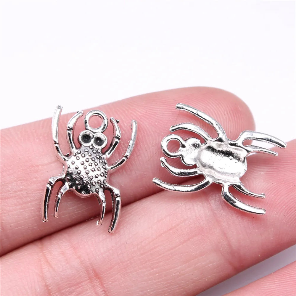 19x14mm 1.35g Multicolor Zinc Alloy Spider Charm Pendant for DIY Necklace Bracelet Jewelry Making