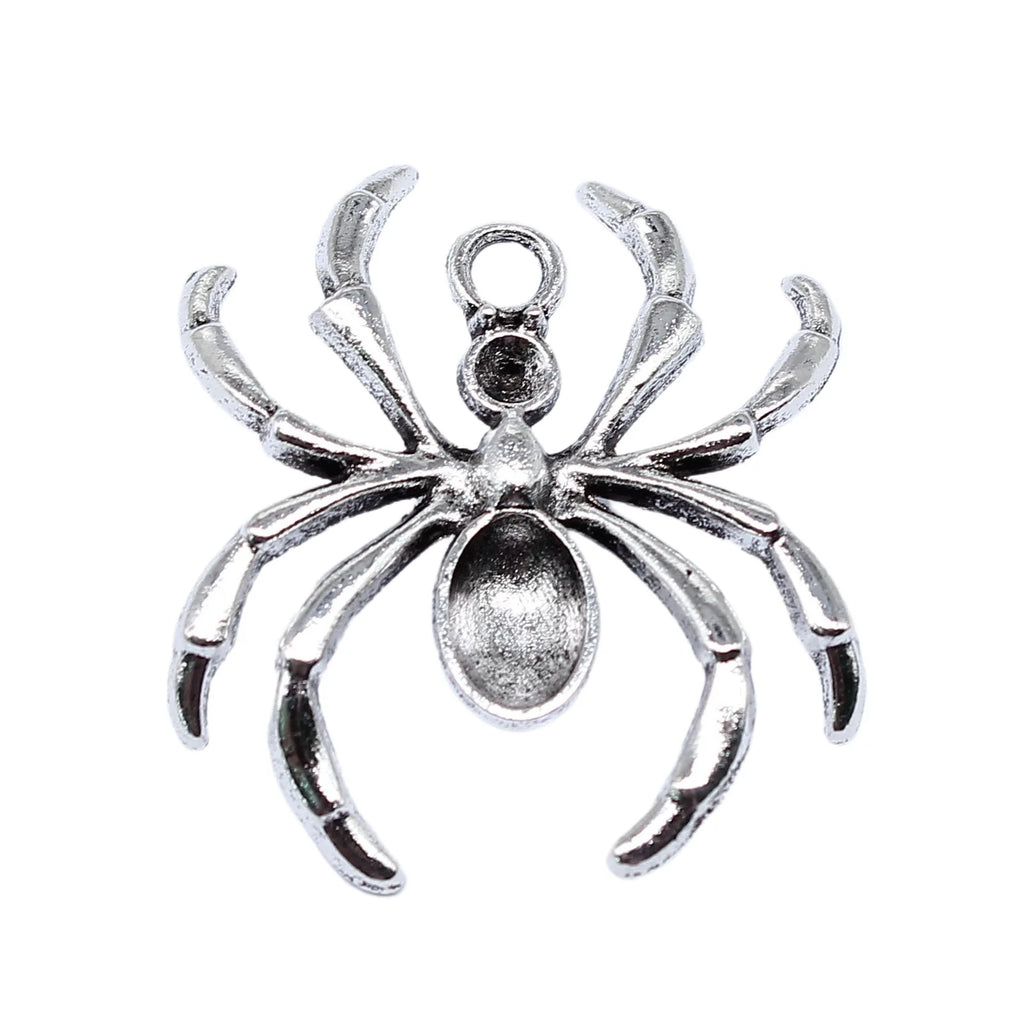 31x28mm 3.1g Antique Silver Zinc Alloy Spider Charm Pendant for DIY Gothic Jewelry Making