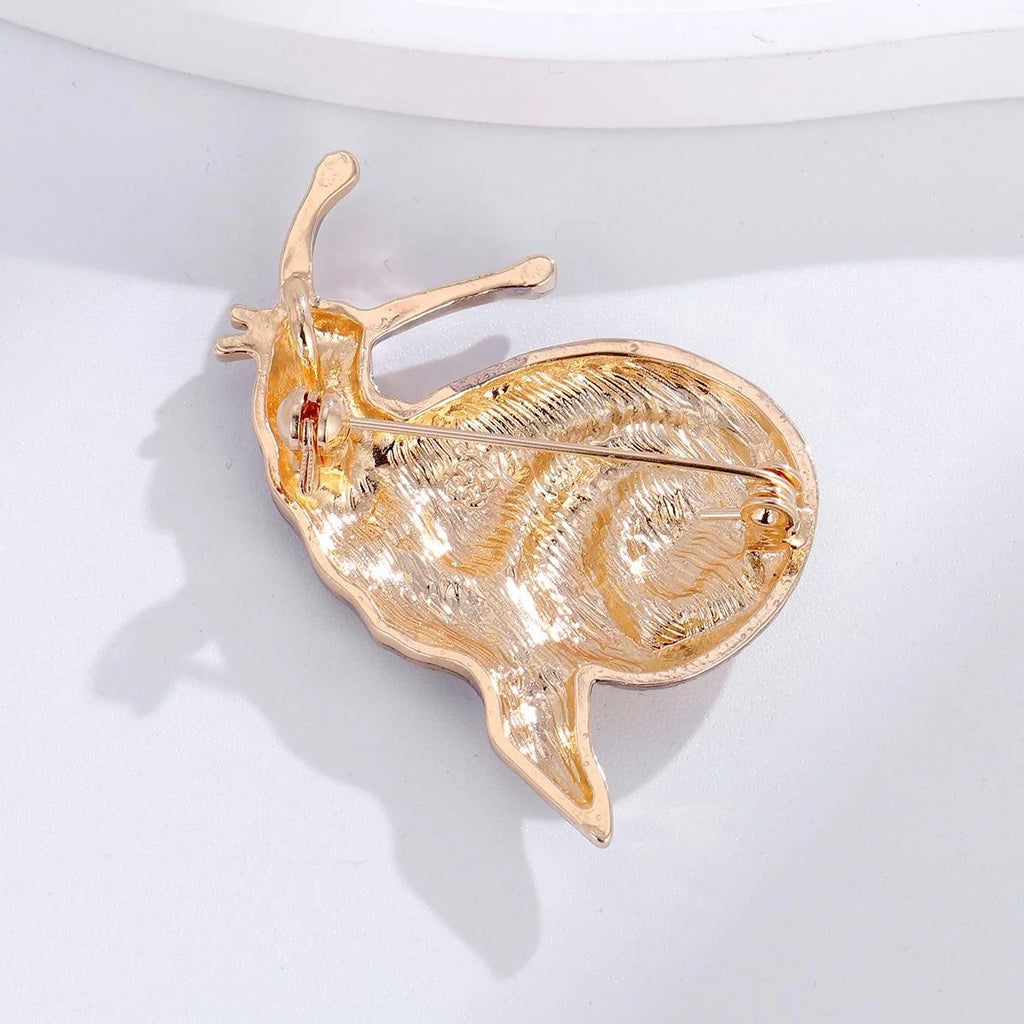 Vintage Gold Tone Alloy Snail Brooch With Spiral Shell, Elegant Animal Lapel Pin Suit Accessory Gift