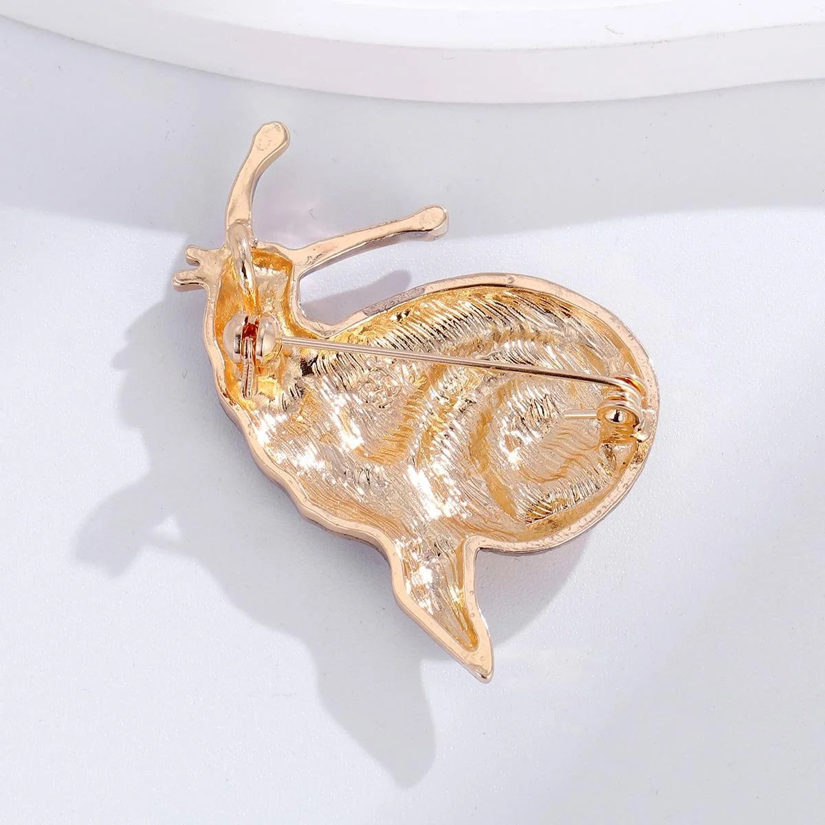 Vintage Gold Tone Alloy Snail Brooch With Spiral Shell, Elegant Animal Lapel Pin Suit Accessory Gift
