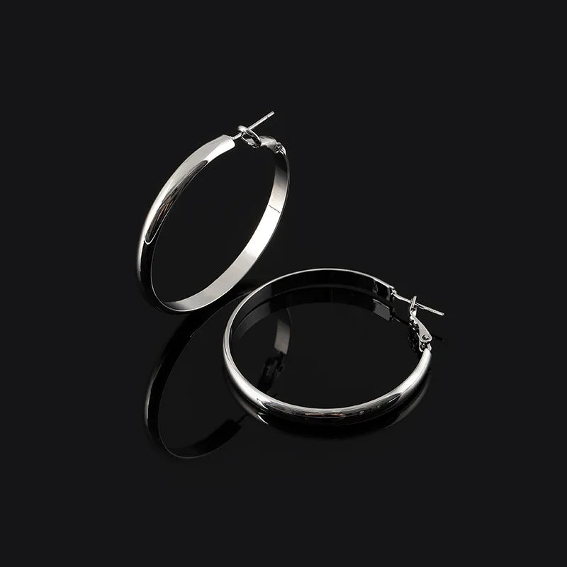 Elegant Smooth Round Alloy Hoop Stud & Clip On No Piercing Minimalist Metal Circle Earrings