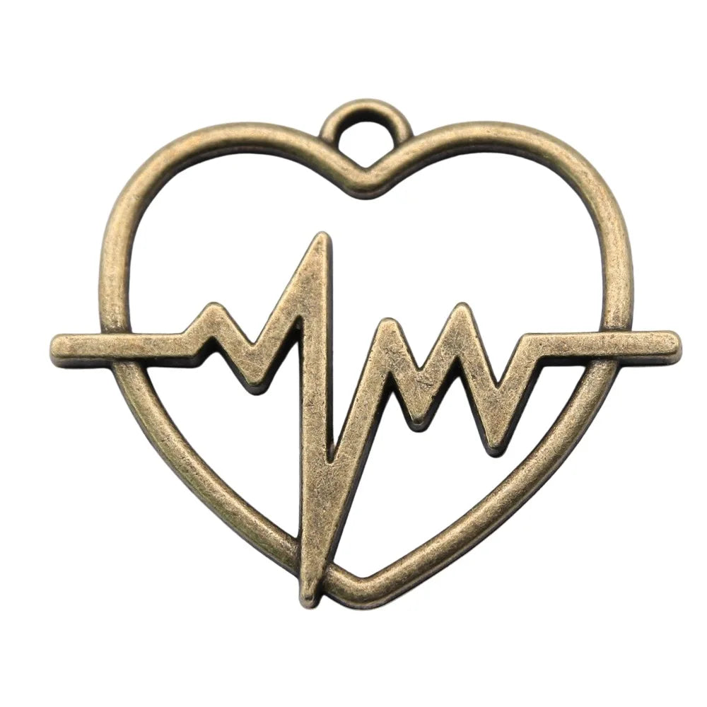24x29mm 2.4g Multicolor Zinc Alloy ECG Heart Charm Pendant for DIY Necklace Bracelet Making