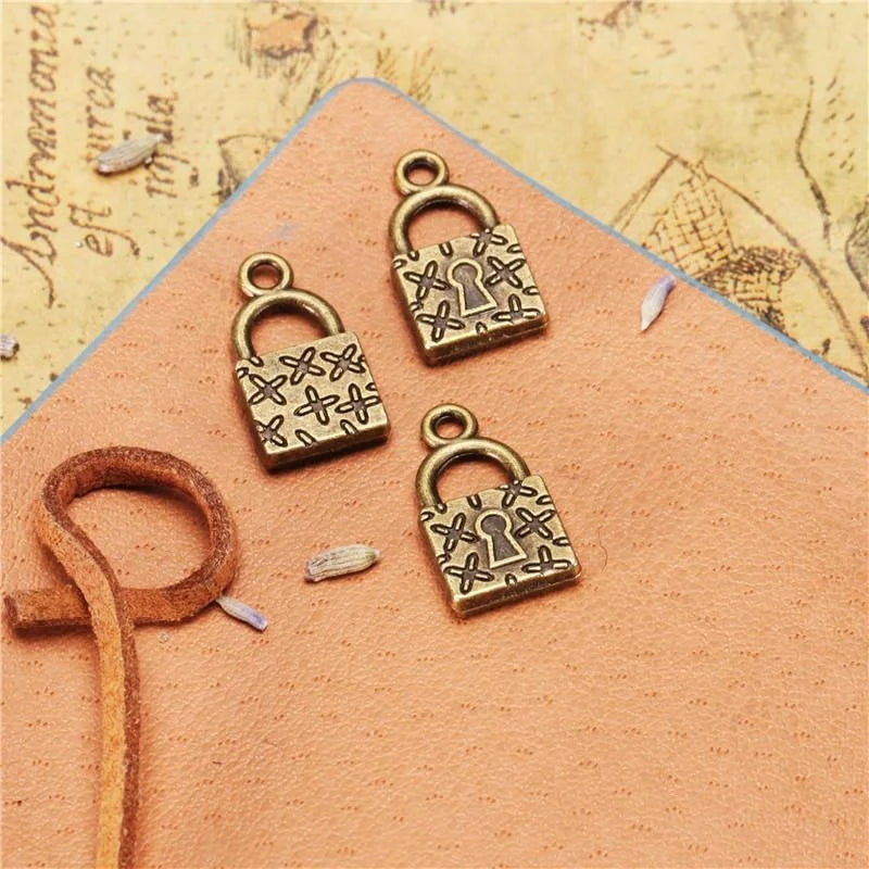 18x10MM Antique Silver Zinc Alloy Padlock Charm Pendant for DIY Necklace Bracelet Jewelry Making