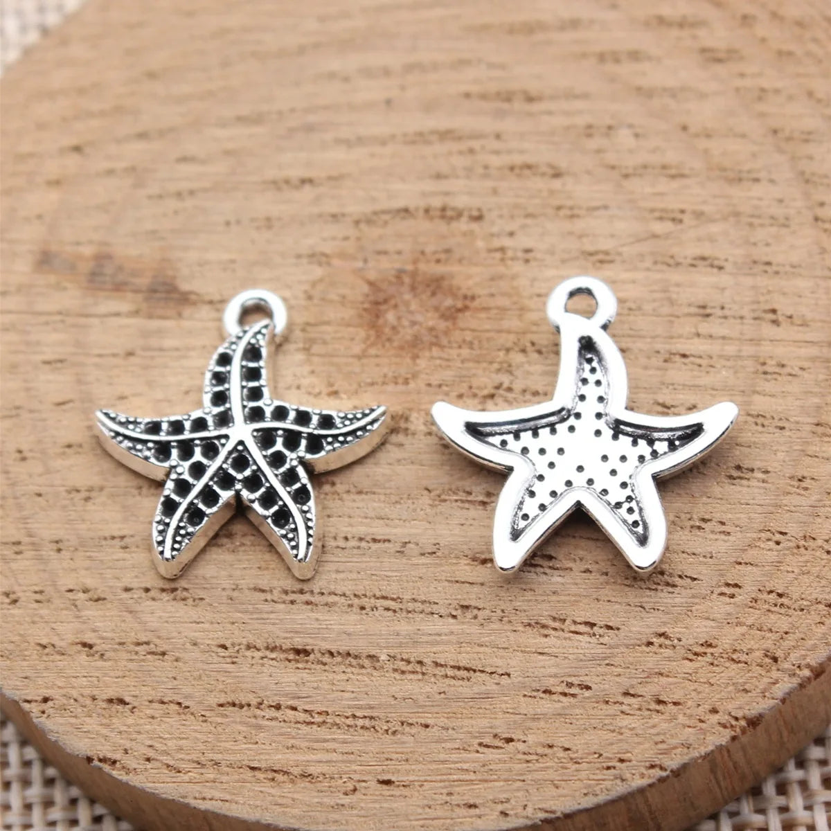18x17mm 1.1g Antique Silver Zinc Alloy Starfish Charm Pendant for Rhinestone DIY Jewelry Making