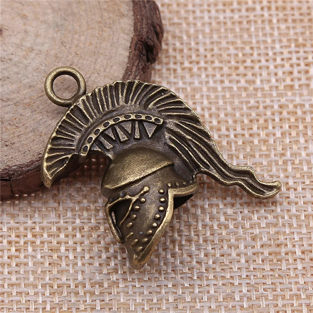 36x28x14mm 9.6g Antique Silver Zinc Alloy 3D Roman Warrior Helmet Charm Pendant for DIY Jewelry Making