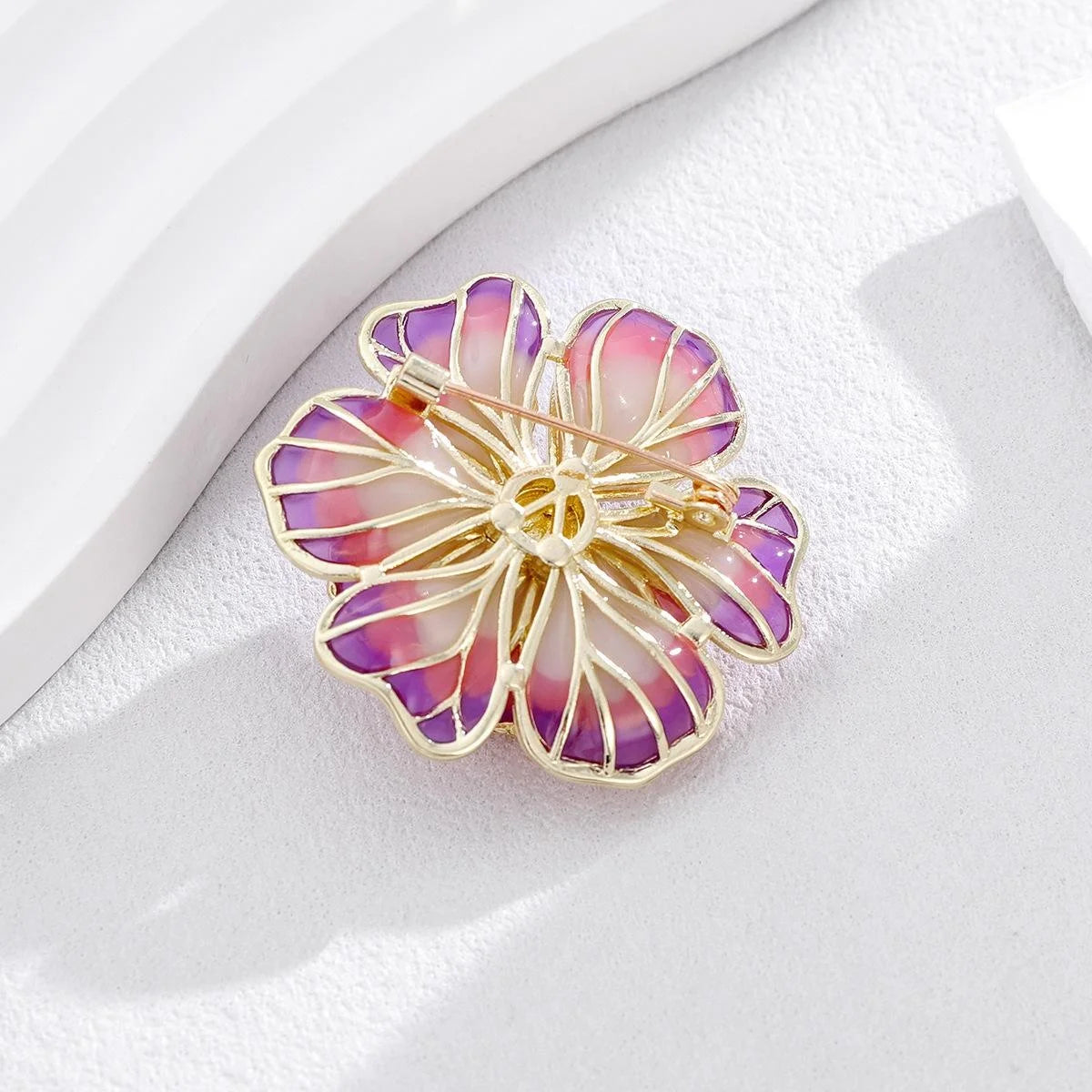 Elegant Chinese Style Enamel Peony Flower Brooch With Faux Pearl Rhinestones, Luxury Lapel Pin Suit Accessory