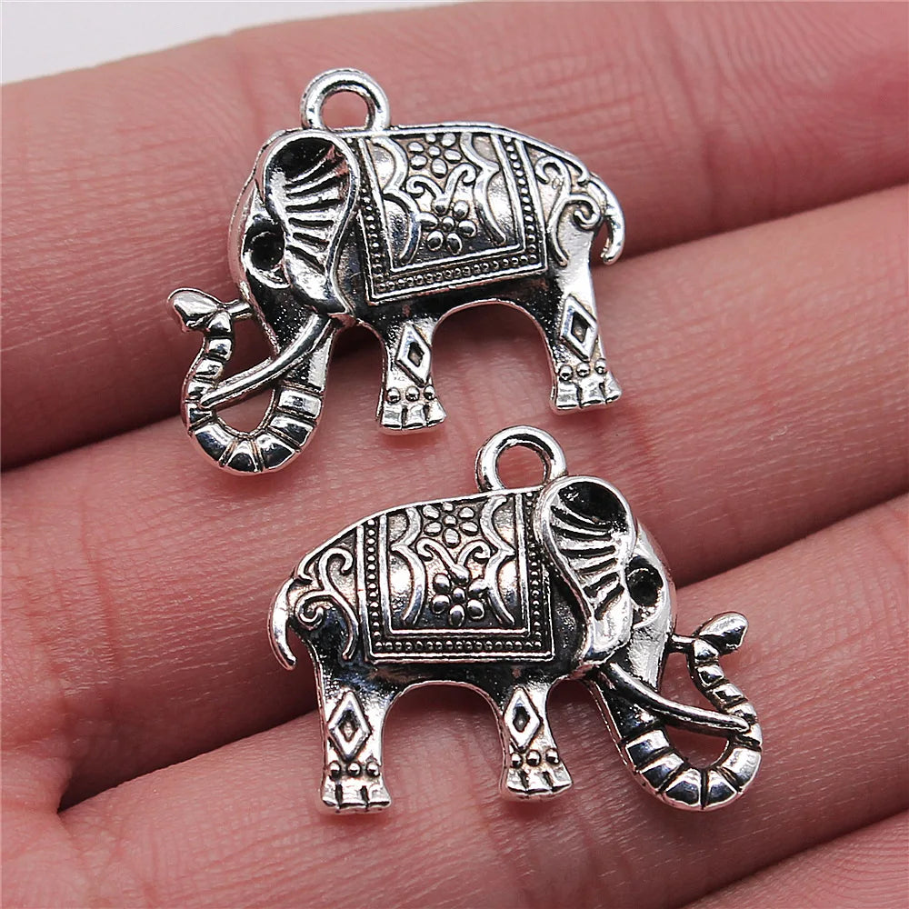 20x24mm 3.8g Antique Silver Zinc Alloy Thai Elephant Double Sided Charm Pendant for DIY Necklace Bracelet Making