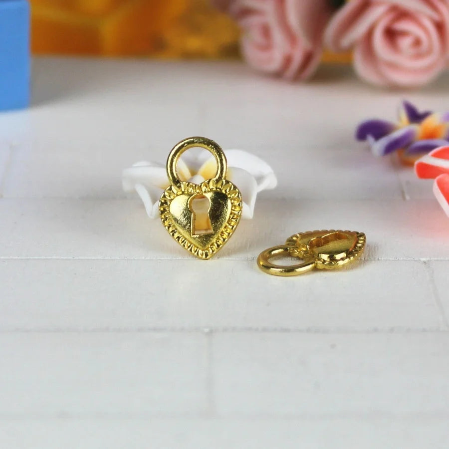 17x12MM Gold Zinc Alloy Heart Lock Charm Pendant for DIY Necklace Bracelet Jewelry Making