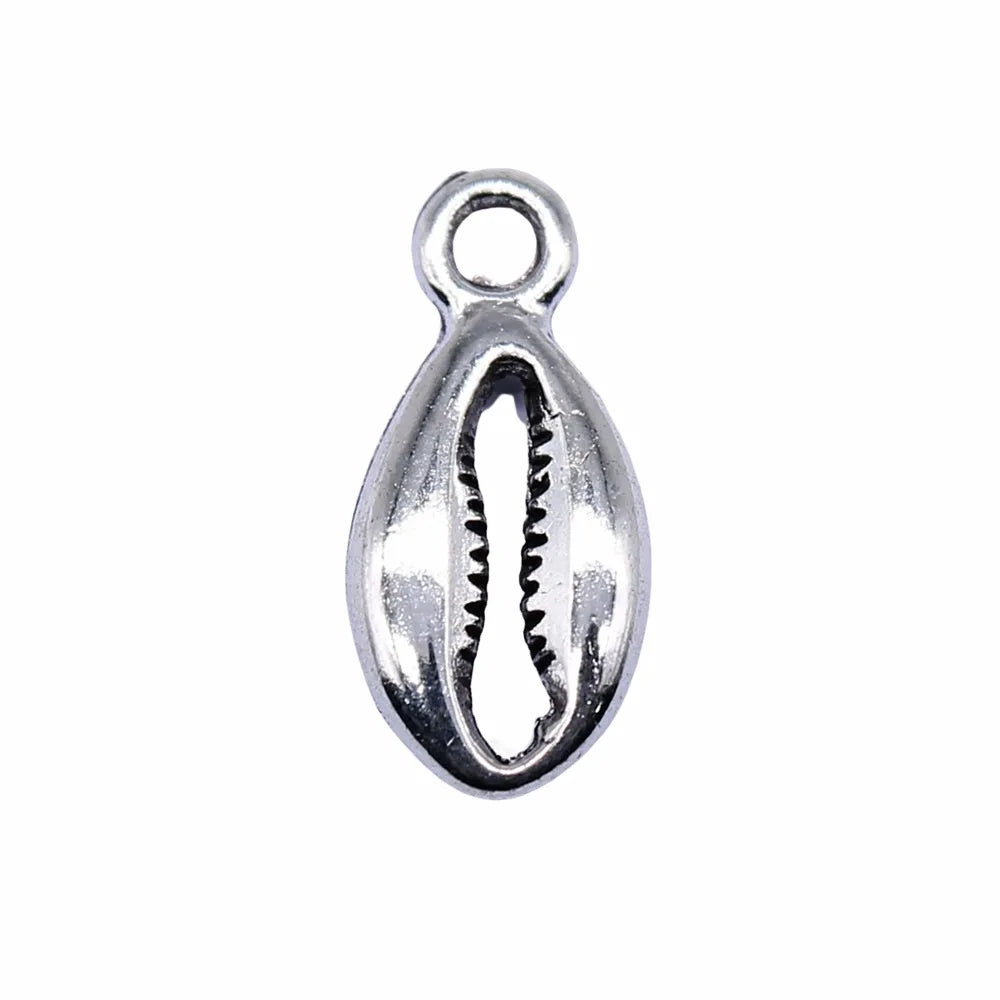 13x6mm 0.35g Antique Silver Zinc Alloy Shell Charm Pendant for DIY Ocean Theme Jewelry Making