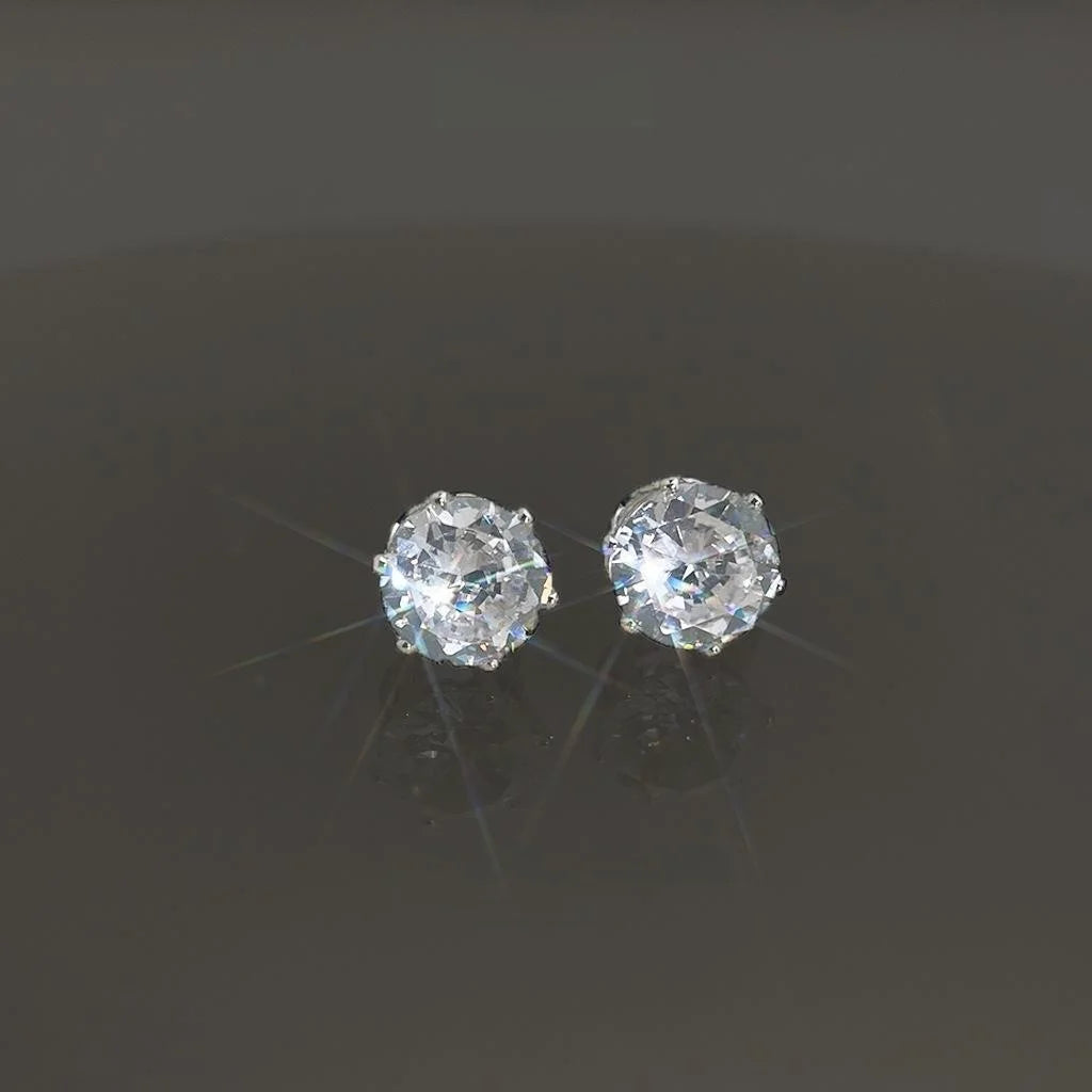 Minimalist Sparkling Zircon Copper Geometric Irregular Round Stud Earrings For Daily Wear