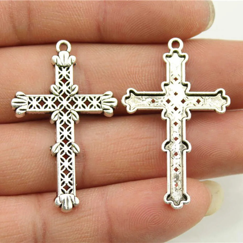 40x25mm 1.9g Antique Silver Zinc Alloy Cross Charm Pendant for DIY Jewelry Making and Accessories