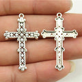 40x25mm 1.9g Antique Silver Zinc Alloy Cross Charm Pendant for DIY Jewelry Making and Accessories