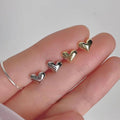 Mini 14K Gold Plated Copper Smooth Heart Stud Earrings, Minimalist Korean Style