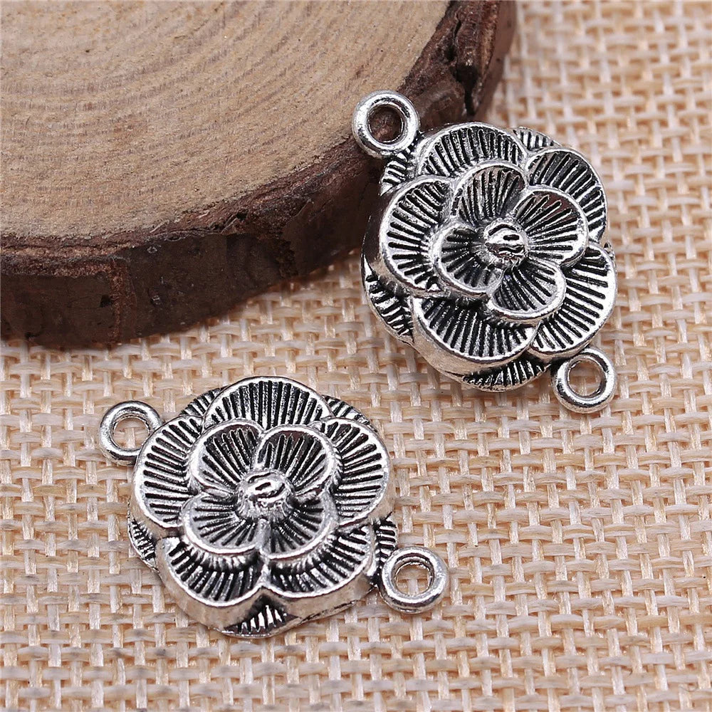 25x17mm 2.1g Multicolor Zinc Alloy Flower Connector Charm for DIY Necklace Bracelet Jewelry Making