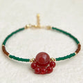 Natural Stone Red Agate Cat Paw Bracelet New Chinese Geometric Round Bead Designer Bracelet for Women
