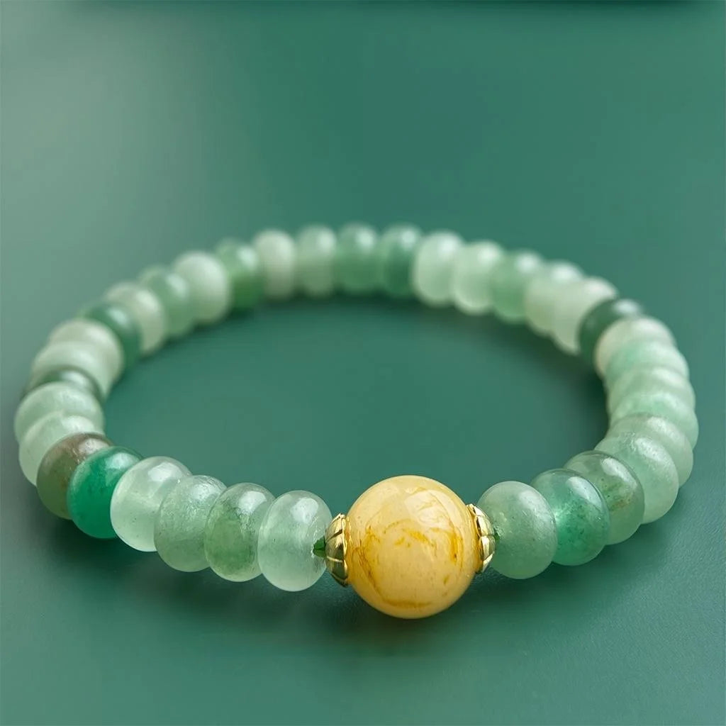 Natural Citrine Green Aventurine Copper Geometric Chinese Style Bracelet For Women