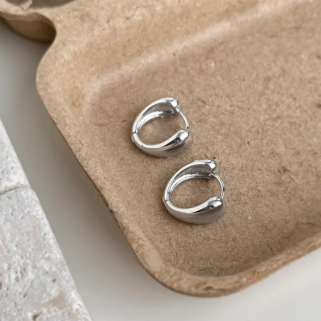 Eco Friendly Copper Smooth Geometric U-Shaped Hoop Earrings Minimalist Commuter Style
