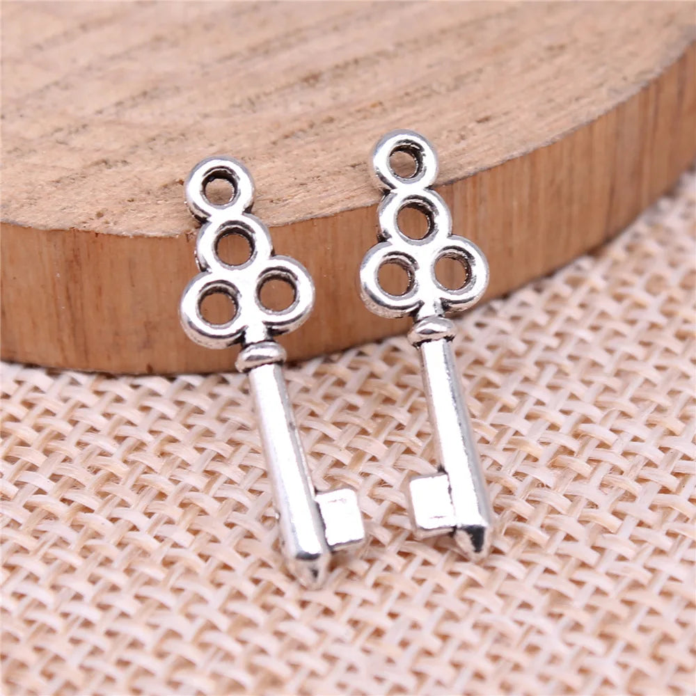 22x7mm 0.4g Multicolor Zinc Alloy Key Charm Pendant for Bracelet Necklace Keychain Making DIY