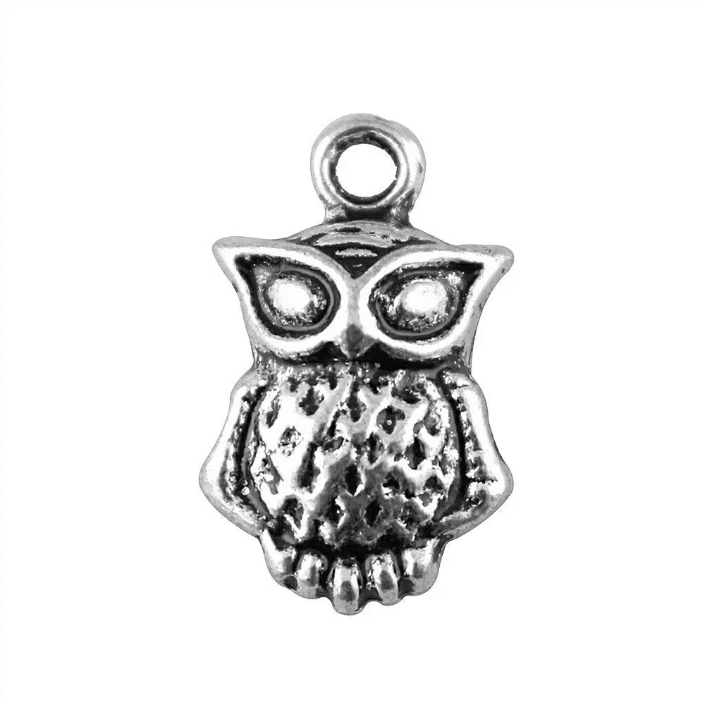 20x12mm 2g Antique Silver Zinc Alloy Owl Cat Charm Pendant for Handmade Necklace Bracelet DIY Jewelry