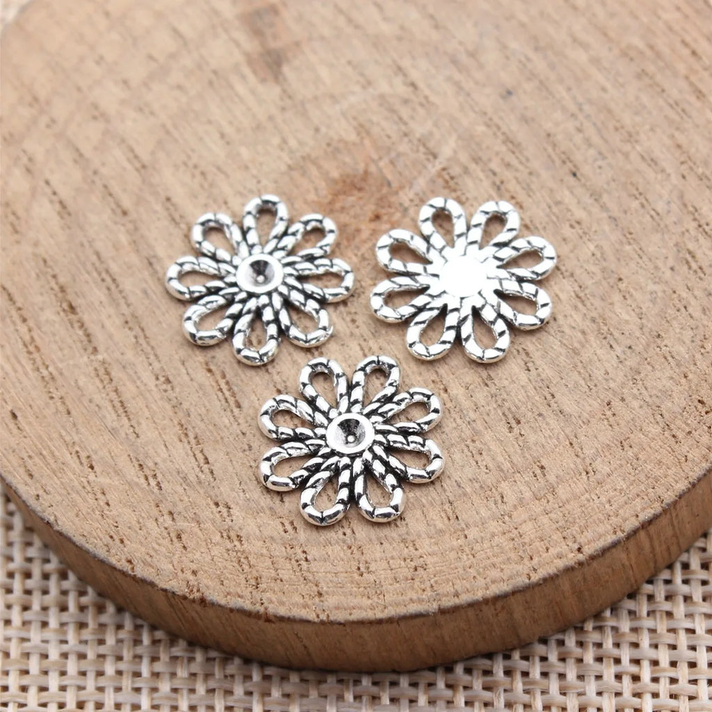 13x13mm 0.51g Multicolor Zinc Alloy Flower Filigree Charm Pendant for DIY Earrings Bracelet Jewelry