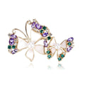 Elegant Double Butterfly Mother Of Pearl Rhinestone Brooch, Gold Alloy Lapel Pin Corsage Gift For Women