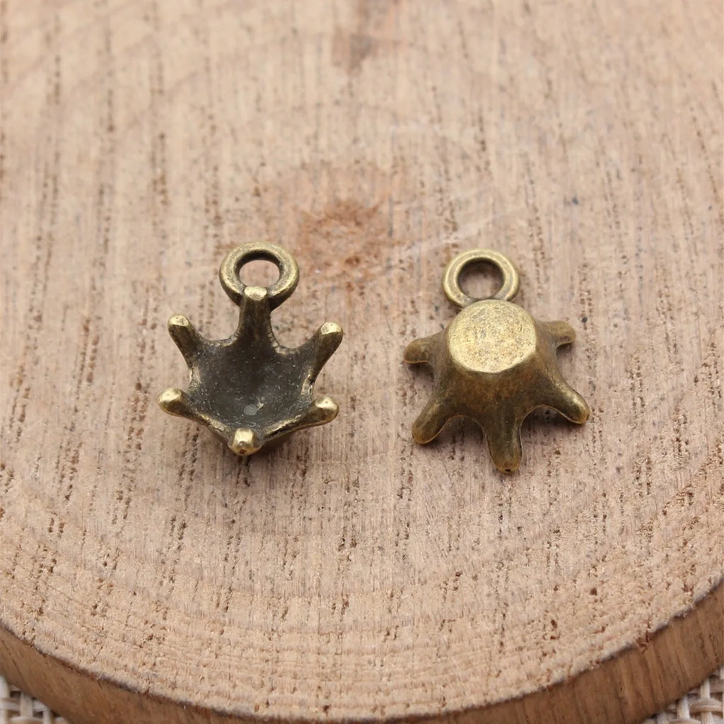 15x11x6.5mm 0.95g Multicolor Zinc Alloy Rhinestone Setting Crown Charm Pendant for DIY Jewelry Making