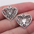 22x22mm 1.8g Multicolor Zinc Alloy Heart Butterfly Charm Pendant for DIY Necklace Bracelet Making