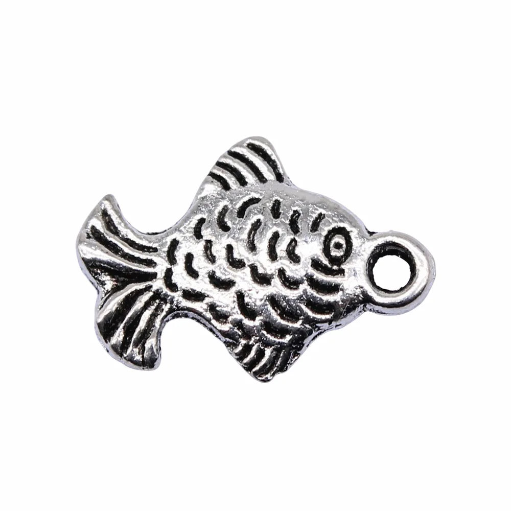 16x11mm 0.95g Multicolor Zinc Alloy Fish Charm Pendant for DIY Ocean Theme Necklace Bracelet Making
