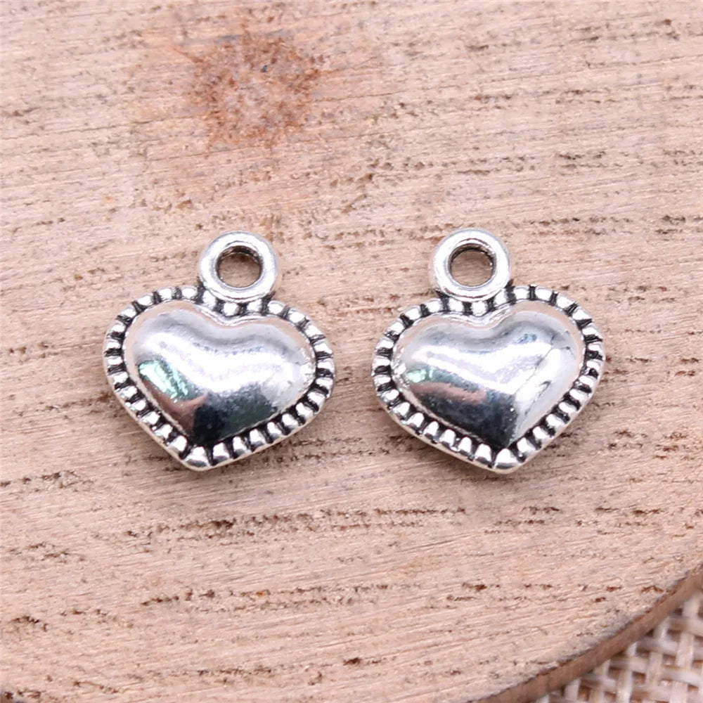 13x11mm 1.5g Multicolor Zinc Alloy Heart Charm Pendant for DIY Handmade Bracelet Necklace Making