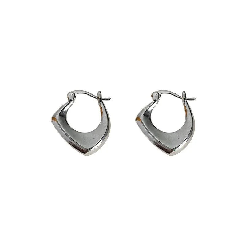 Silver Tone Copper Irregular Geometric Drop Earrings Minimalist Sweet Cool Ear Jewelry