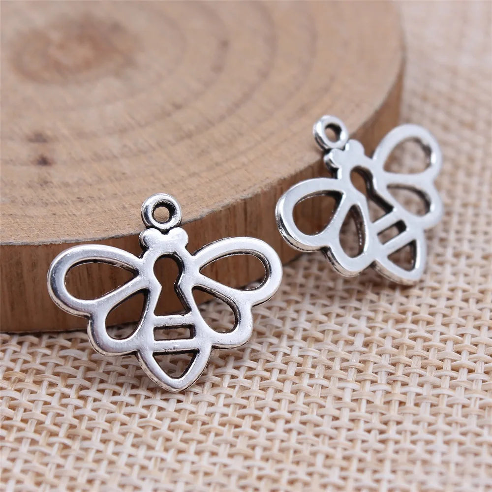 17x21mm 1.1g Multicolor Zinc Alloy Hollow Abstract Bee Charm Pendant for DIY Necklace Bracelet Making