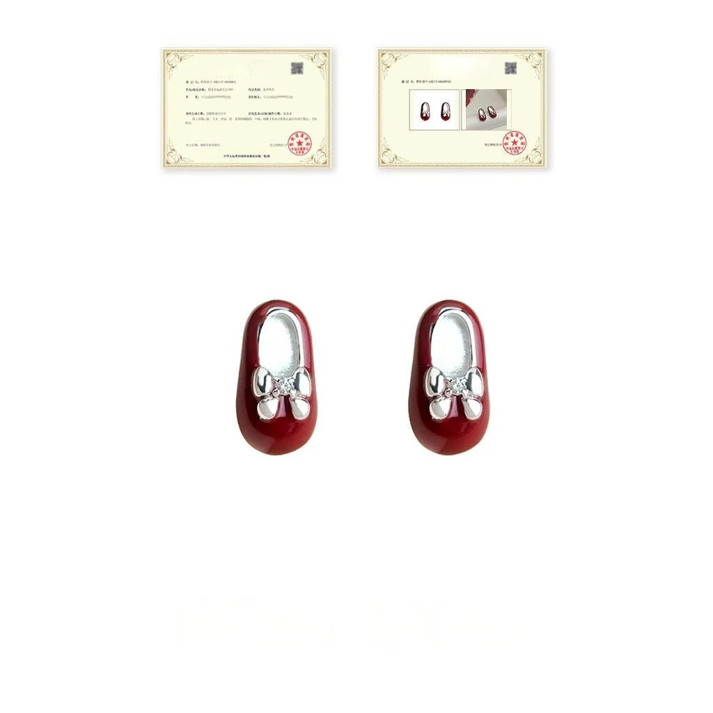 Original Design Copper Enamel Small Shoe Stud Earrings Silver Plated Pin Style Jewelry
