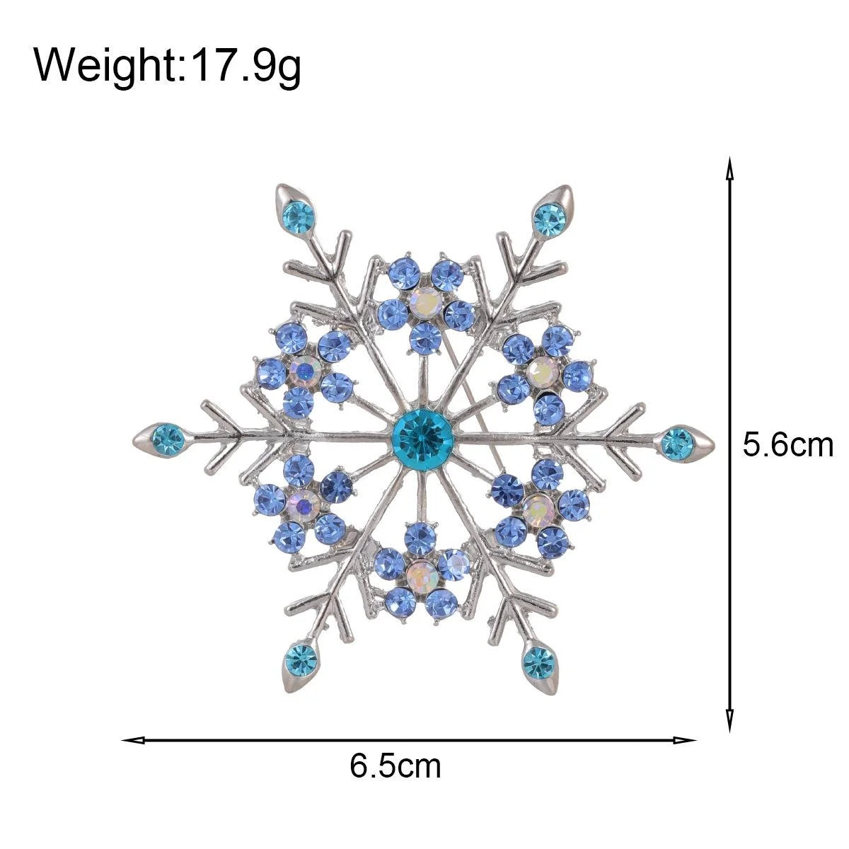 Elegant Blue Snowflake Alloy Rhinestone Brooch For Women, Luxury Lapel Pin Corsage Suit Accessory Gift