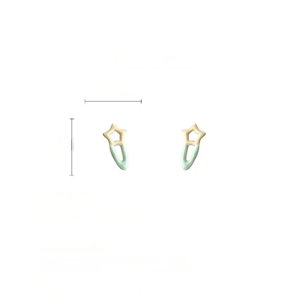 Cute Pink Enamel Painted Copper Geometric Stud Earrings For Women Daily Summer Jewelry