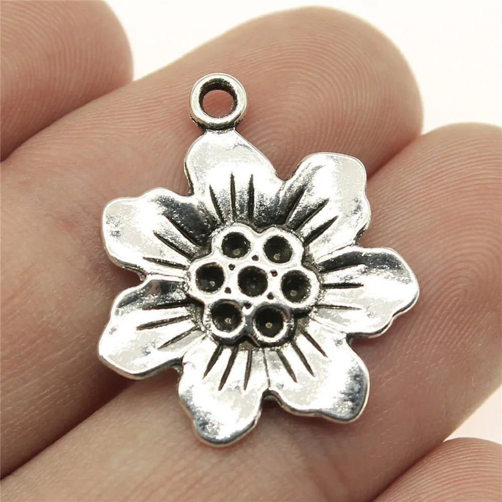 25x21mm 1.7g Multicolor Zinc Alloy Flower Charm Pendant for DIY Necklace Bracelet Jewelry Making