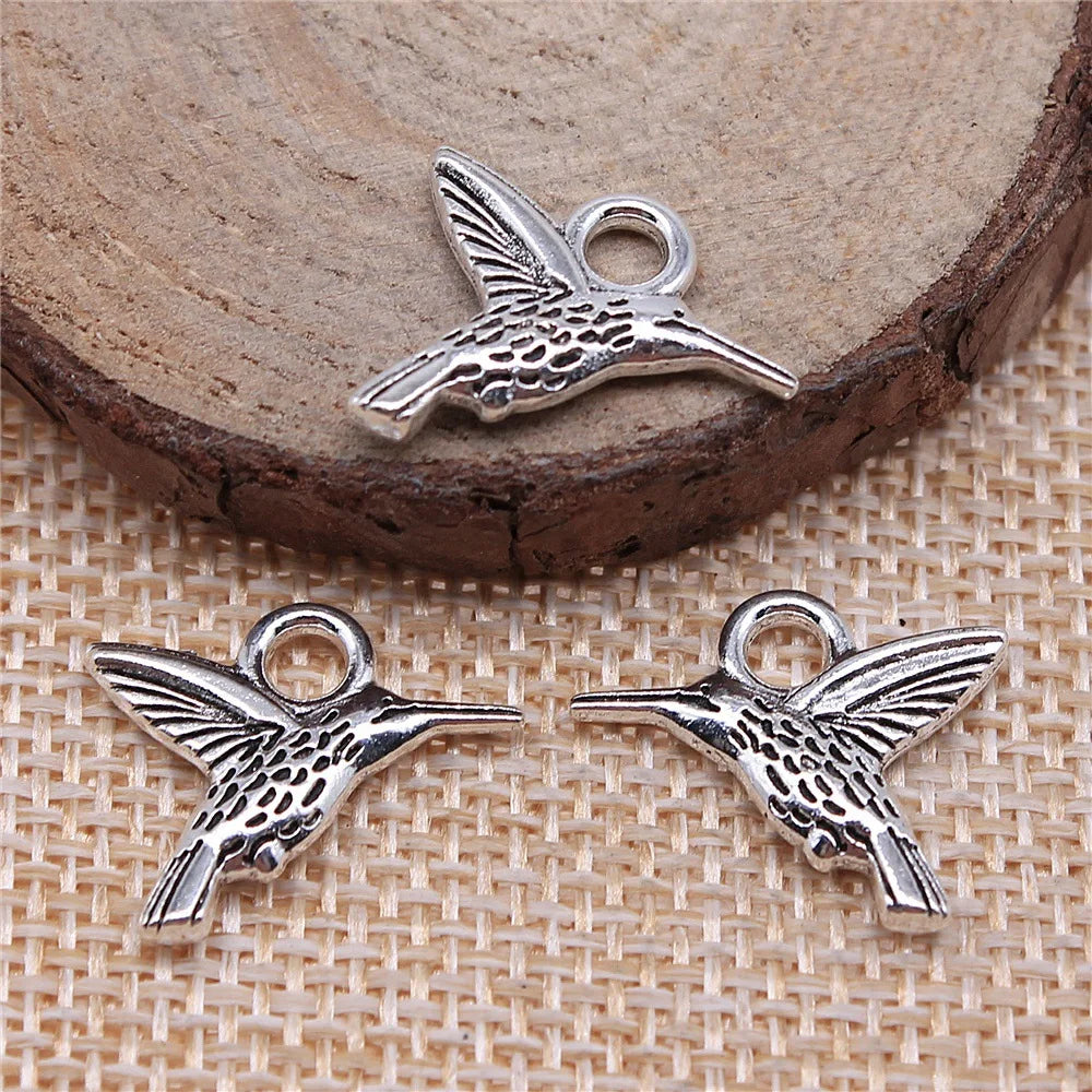 19x15mm 1.5g Multicolor Zinc Alloy Hummingbird Bird Charm Pendant for DIY Necklace Bracelet Jewelry Making