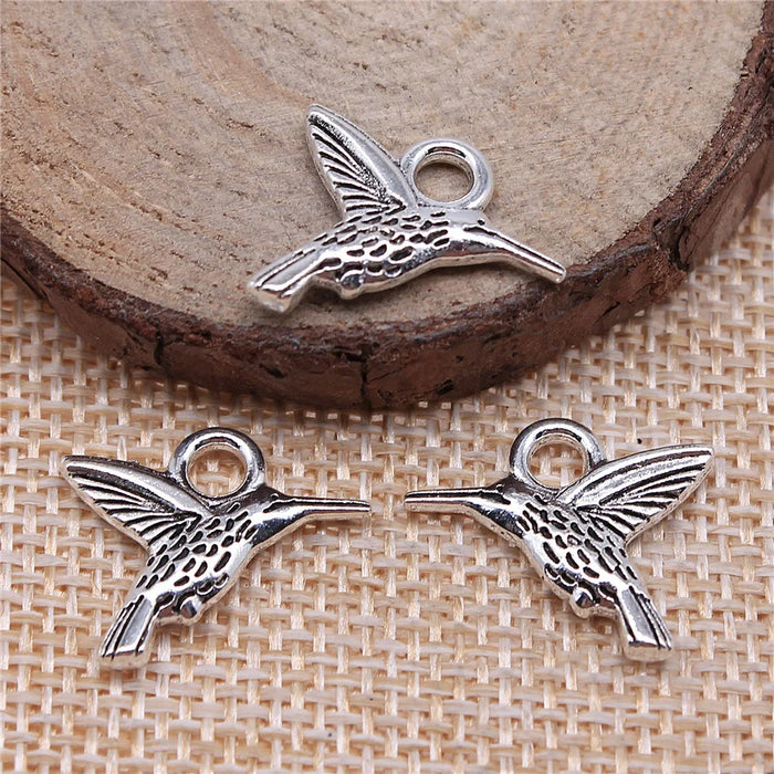 19x15mm 1.5g Multicolor Zinc Alloy Hummingbird Bird Charm Pendant for DIY Necklace Bracelet Jewelry Making