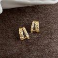 Light Luxury Micro Pave Zircon Geometric U Hoop Drop Earrings With Copper Base