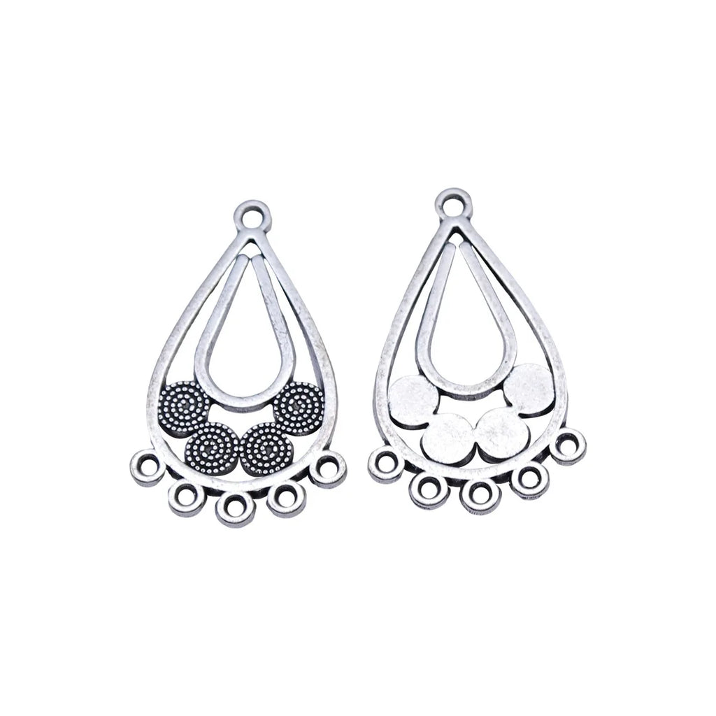 31x19mm 1.95g Antique Silver Zinc Alloy Teardrop Earring Connector Charm for DIY Dangle Earrings