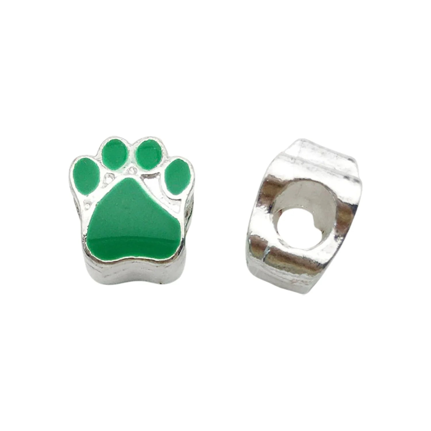 Enamel Zinc Alloy Bear Paw Large Hole Spacer Beads for DIY Bracelet Necklace