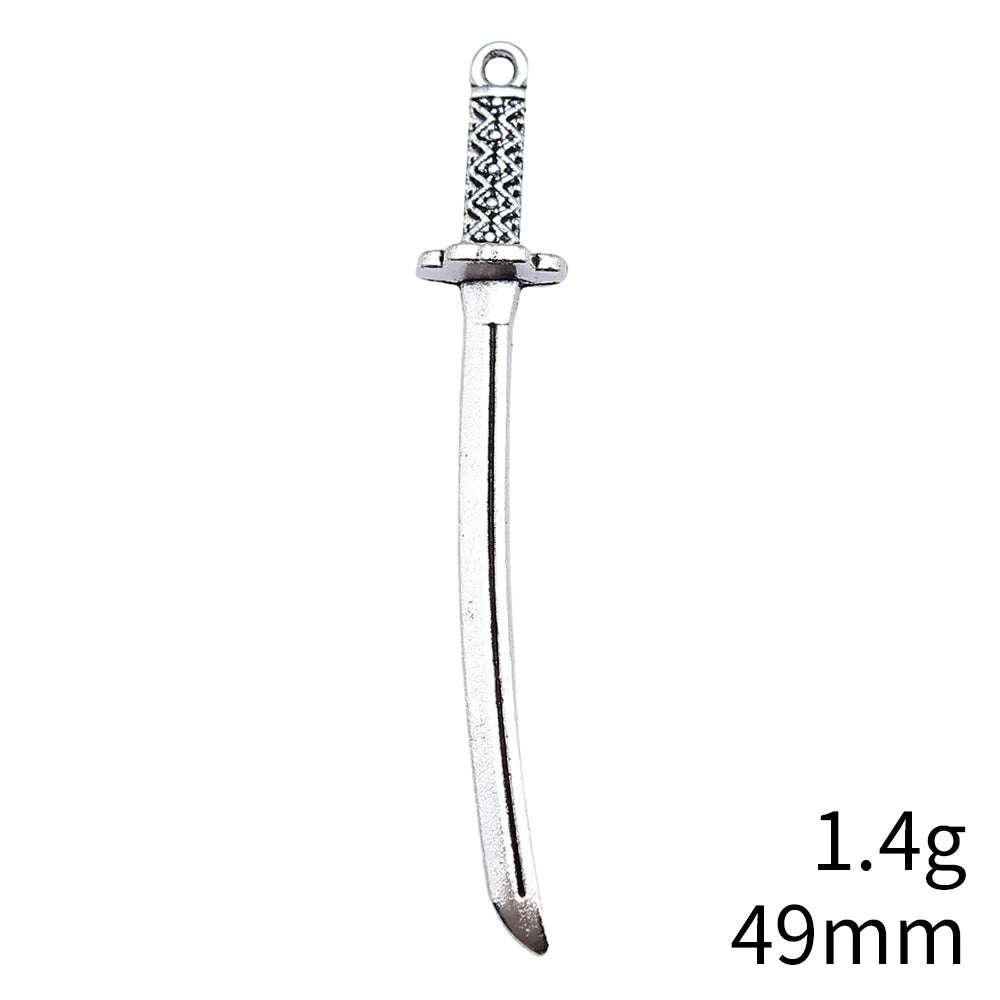49mm 1.4g Multicolor Zinc Alloy Anime Cosplay Sword Weapon Charm Pendant for DIY Jewelry Making