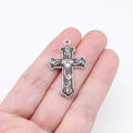 33x22mm 2.3g Antique Silver Zinc Alloy Heart Pattern Cross Charm Pendant for DIY Jewelry Making